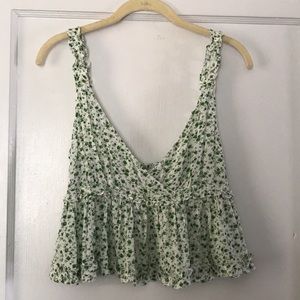 NWOT - Green Floral Cropped Tank